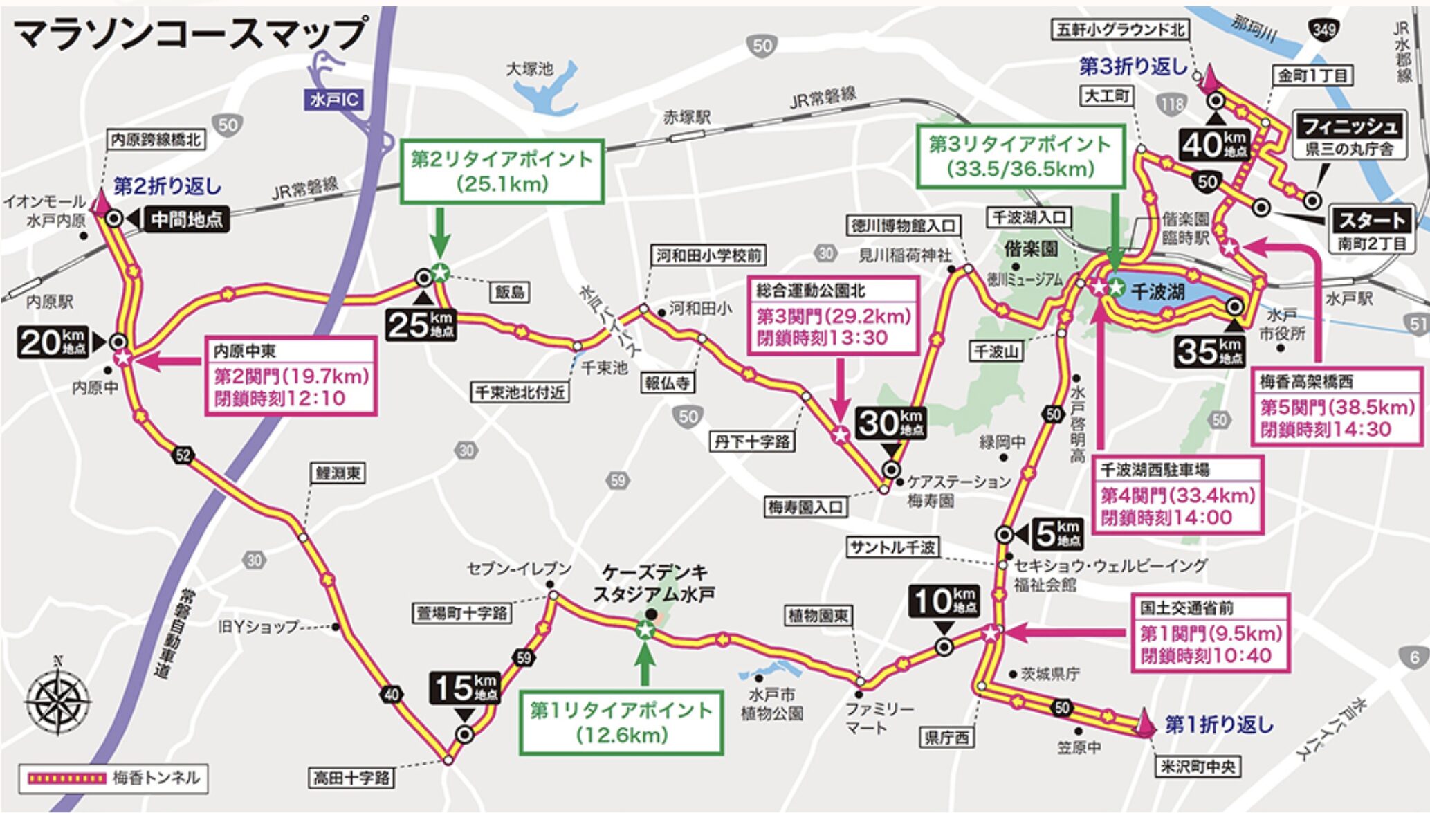 水戸黄門漫遊マラソンコース図